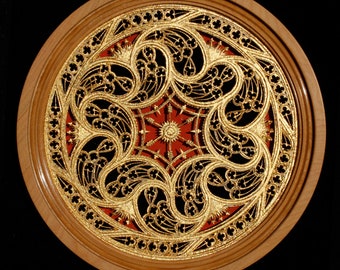 Baffo Harpsichord Rose: Gold Leaf Parchment Soundhole Decoration