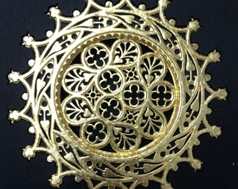 Gold Leaf Harpsichord Rose: Laser Cut Parchment Inlay, Dufour Design