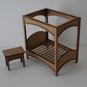 1:12 Miniatur Bett, Himmelbett, für Puppenstube, Puppenhaus Schlafzimmer, Mini Möbel