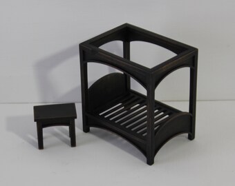 1:24 miniature bed, half scale, four poster, canopy bed, for dollhouse, dollshouse bedroom, mini furniture, ready made miniature