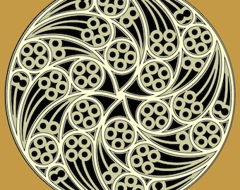 Lute Rosette design, Paisley, instant download pdf, harpsichord early music, harpsichord, cembalo, clavecin,