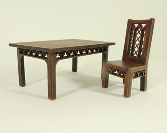 1:12 Scale Gothic Dollhouse Dining Set Laser Cut File (Digital Download)