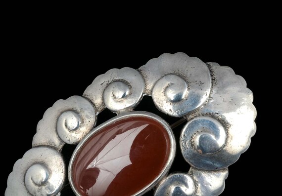 antique Arts and Crafts silver and carnelian Pin … - image 6