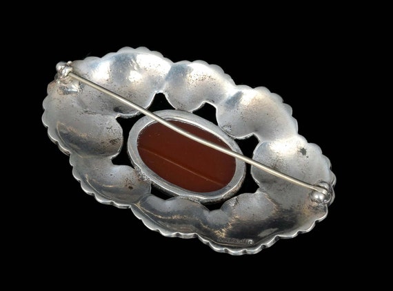 antique Arts and Crafts silver and carnelian Pin … - image 8