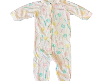 Pijama de bebé Vintage Triplets para niño y niña, talla mediana, poliéster, con estampado de animales.