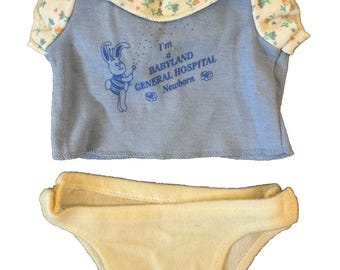 Camiseta vintage rara Cabbage Patch Babyland General Hospital para recién nacidos, pañal