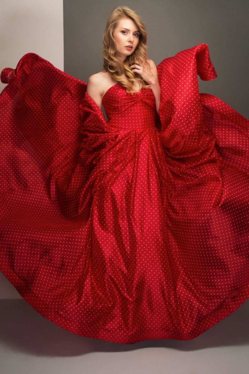 The Grace Dress / Handmade Dress / Polka Dots Dress / Red Dress / Vintage Dress / Ball Dress / Evening Gown / Silk Dress / Prom Dress image 5