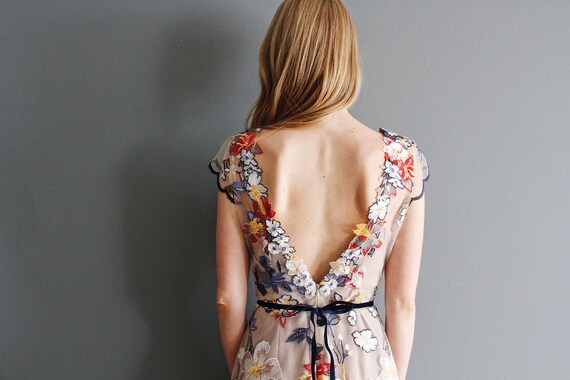 backless floral dress