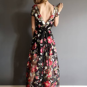 Handmade backless 'Muse' Floral Dress / Backless Dress / Maxi Dress / Open Back Dress / Evening Dress / Party Dress
