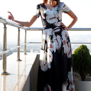 Handmade Romantic Annecy Chiffon Dress Maxi Dress Floral Maxi Chiffon Dress Evening Gown image 2