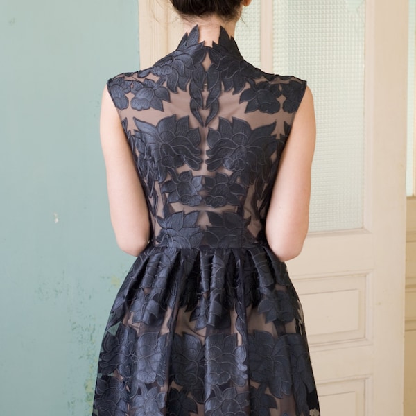 Mini little black lace dress