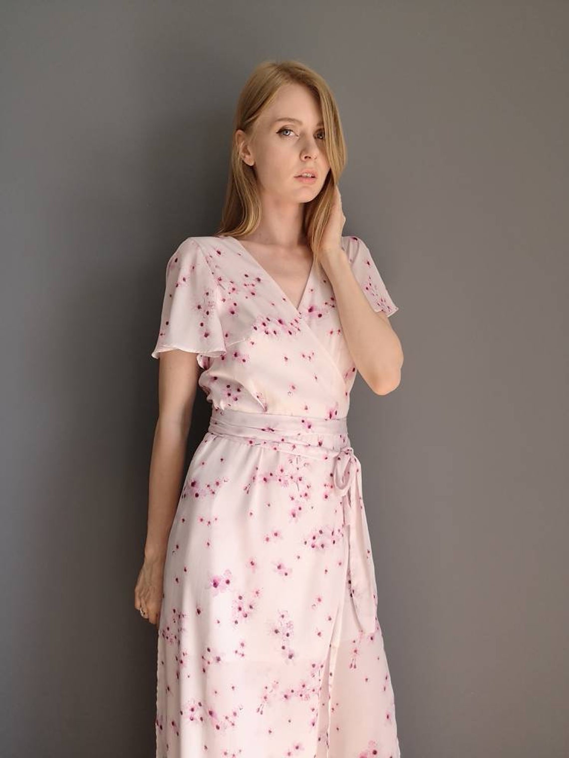 Sakura Dress / Chiffon Dress / Wrap Dress / Summer Dress / | Etsy