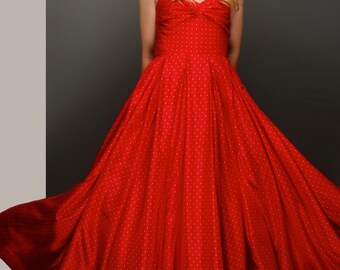 The Grace Dress / Handmade Dress  / Polka Dots Dress / Red Dress / Vintage Dress / Ball Dress / Evening Gown / Silk Dress / Prom Dress