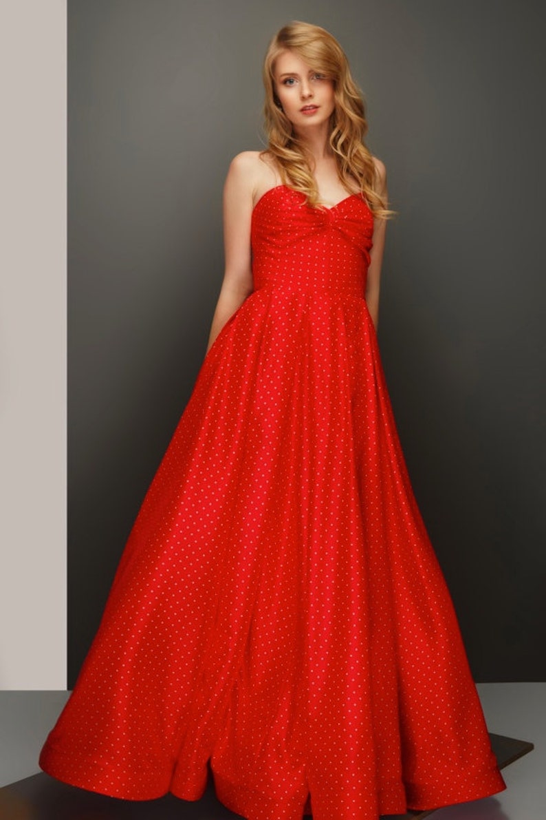 The Grace Dress / Handmade Dress / Polka Dots Dress / Red Dress / Vintage Dress / Ball Dress / Evening Gown / Silk Dress / Prom Dress image 3