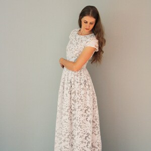 White Floral Dress Maxi off the Grid Wedding Dress Grey Dress - Etsy