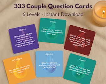 333 Couples Question Cards, Conversation Starters, Date Night Cards, Romantic Gift, Relationship Games, Digital Download