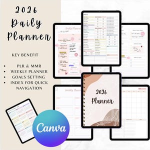 2026 PLR, MMR Digital Planner, Rainbow, boho, minimal Theme (Goodnotes Planner) (fully customizable)