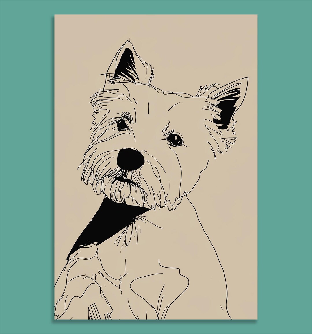 West Highland White Terrier Line Art Print | Minimalist Westie Wall Art ...