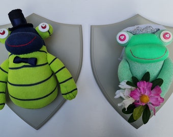 Frog Bride & Groom Sock Monkey. Wedding Gift.