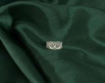 Wide Filigree Silver Ring – Handmade Vintage Inspired Adjustable Band Ring