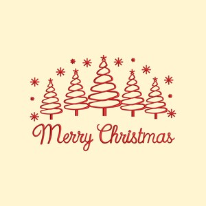 Merry Christmas Trees Embroidery Design, Line Art Pine Tree Machine File, Winter Holiday Digital Pattern Pes Dst Jef Exp