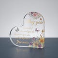 Heart Acrylic Suncatcher with Inspirational Quote, Floral Butterfly Decor Gift, Encouragement Keepsake for Her