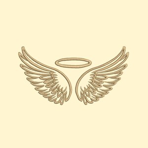 Detaillierte goldene Engelsflügel und Halo Aufnäher