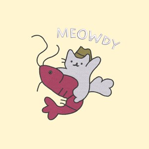 Meowdy Cowboy Cat Iron On Patch, Cute Crawfish Rider Feline, Funny Western Animal Patch for Jackets Backpacks, Unique Gift for Cat Lovers