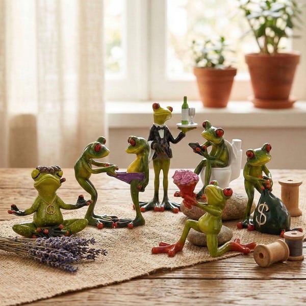 Funny Handmade Resin Frog Figurine - Quirky Zen Meditating Frog, Office Desk Decor, Whimsical Gift for Frog Lovers, Unique Animal Sculpture