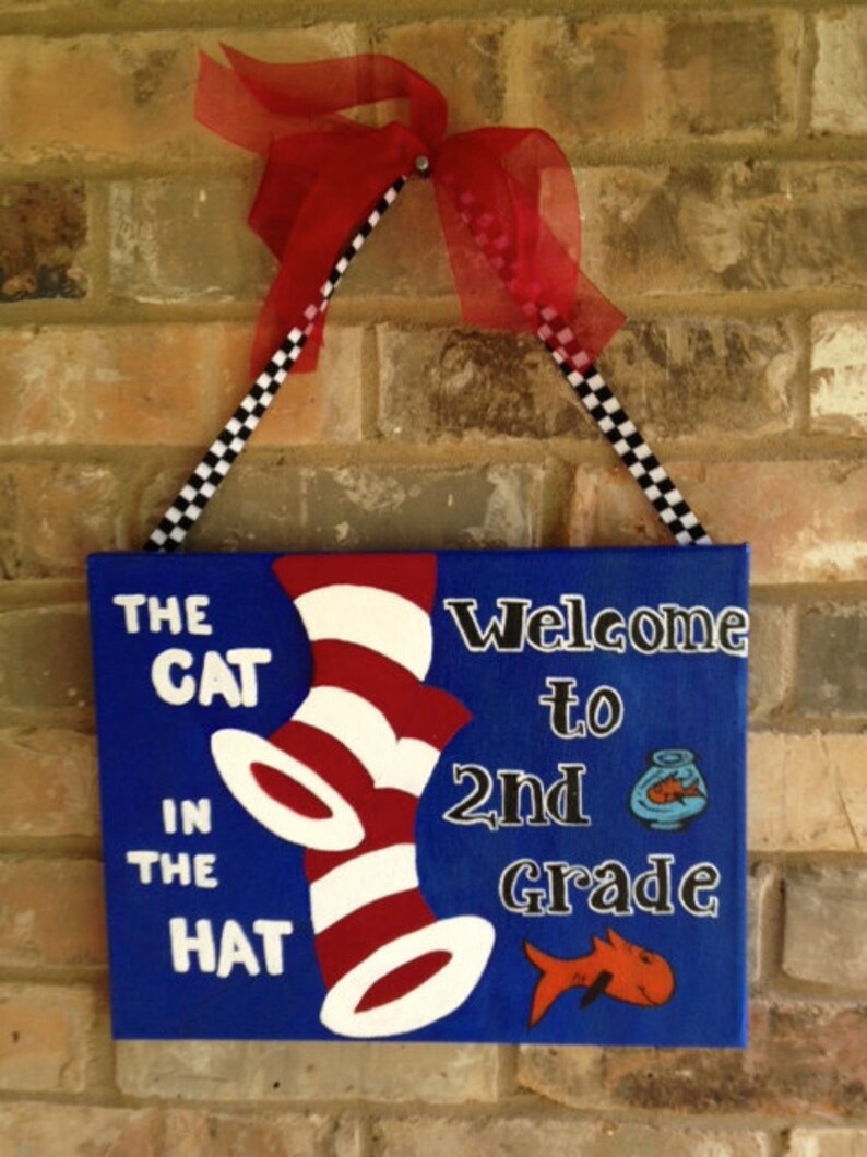 Custom Painted Canvas Door Signs Matching Themed Ribbon Etsy