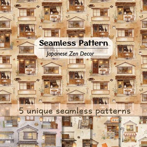 Seamless mönster, retro japansk butik, lapptäcke, textiltryck, presentinslagning, digitalt papper, kommersiellt bruk, scrapbooking