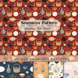 Vintage Showa stilleben sömlöst mönster, lapptäcke, textiltryck, digitalt papper, presentinslagning, kommersiellt bruk, scrapbooking