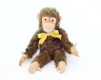Vintage 1960s Steiff Monkey Jocko Chimpanzee Sitting Ape Mohair