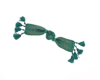 Vintage large Antique victorian misers coin purse green fine crotched silk tassel detail