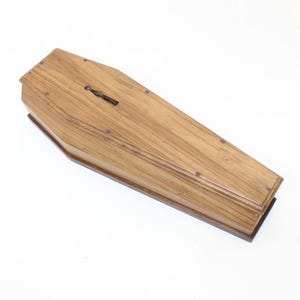 Vintage French coffin collection box wooden handmade novelty money box