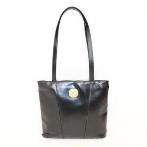 Vintage YSL Yves Saint Laurent large shoulder bag black leather handbag