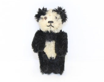 Peluche miniature vintage Schuco panda ours en peluche en mohair articulé