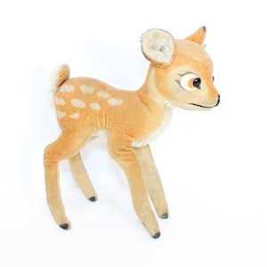 Vintage Steiff Velvet Fawn: Straw Filled Deer Plush with Button