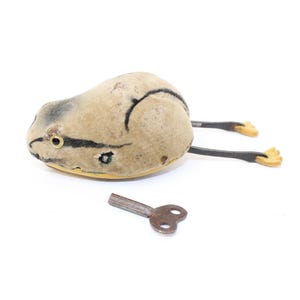 Orologio a carica manuale vintage Schuco Flipo a forma di rana, giocattolo da collezione in velluto, funzionante con chiave
