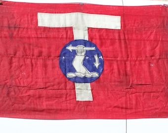 Antike Vintage große abgenutzte alte Flagge möglicherweise WW1 WW2 Wand Kunst Banner