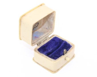 Antique 1920s celluloid ring box blue velvet lining