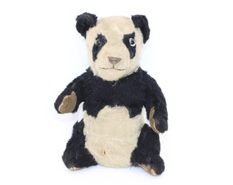 Vintage 1930s Worn Mohair Panda Teddy Bear Soft Toy Possibly