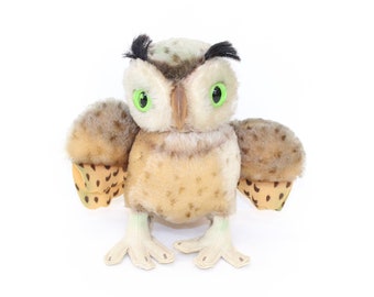 Vintage large Steiff Mohair owl bird Wittie mohair with glass eyes collectable soft toy gift