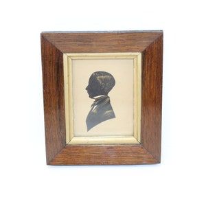 Antique Victorian silhouette young man gentleman portrait picture hand painted cut paper in frame