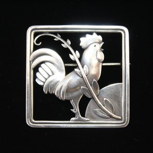 Vintage Georg Jensen Hahn Brosche Sterling Silber Dänisch Hahn von Arno Malinowski 276
