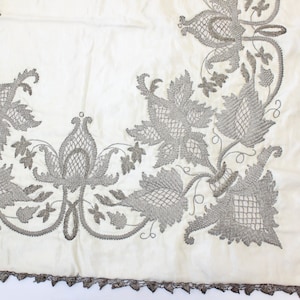 Antique Turkish Ottoman silk embroidered metallic thread bohca embroidery textiles panel