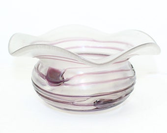 Antique Art Nouveau bowl vase Kralik Bohemian purple and clear iridescent art glass Loetz interest