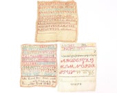 Antique Victorian cross stitch child 39 s sampler alphabet wool needlework woolwork X3