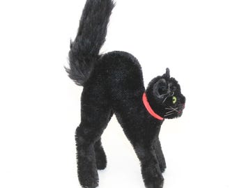 ヴィンテージ 1950 年代 シュタイフ 怖がりな黒猫トム ハロウィン 怒っ