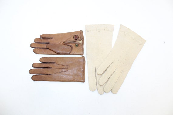 Vintage 1920s childs children's gloves real napa … - image 3